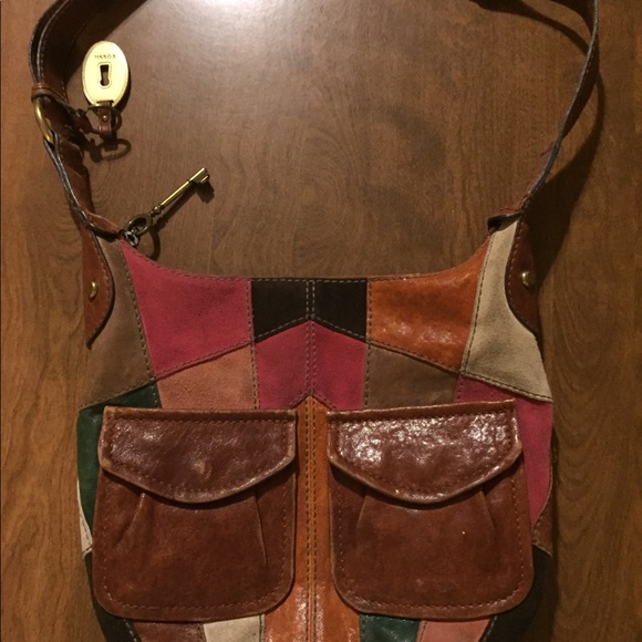 Fossil Handbags - fossil suede & leather patchwork crossbody